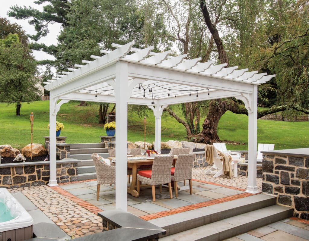 Photo of a 12' x 12' Beautiful Traditional Pergola | All Weather White Vinyl