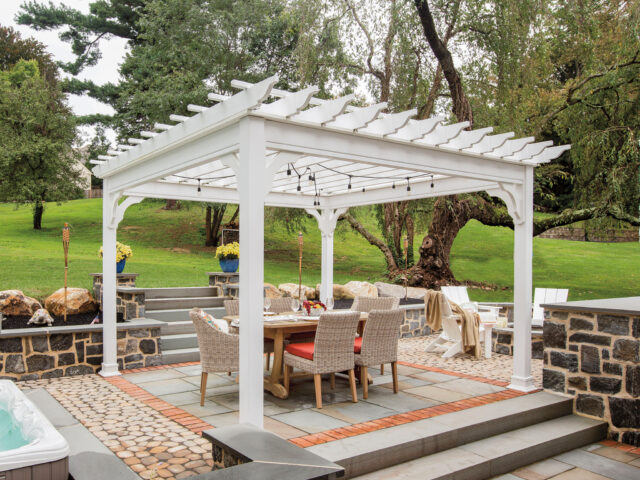 Photo of a 12' x 12' Beautiful Traditional Pergola | All Weather White Vinyl