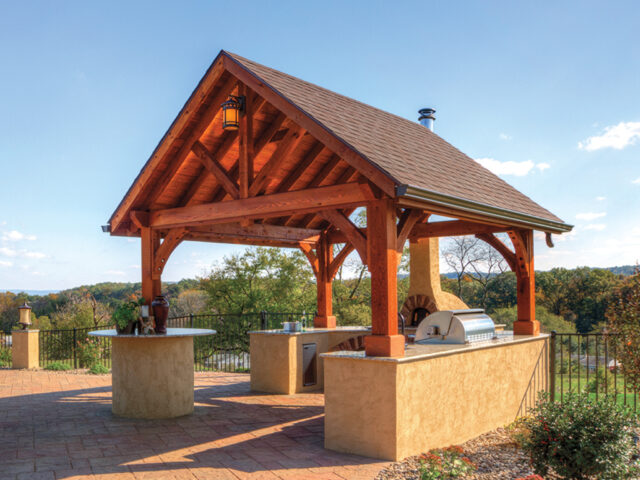 12' x 14' Alpine Pavilion | Genuine Cedar, Canyon Brown Finish, Classic Asphalt, Enhanced Posts