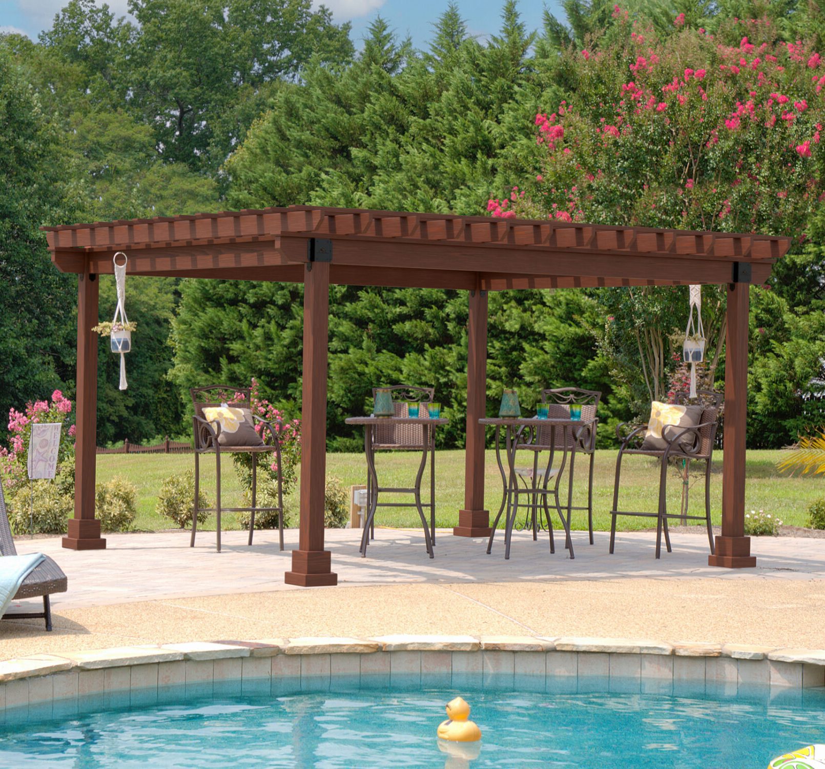 14' x 16' Hollander Pergola | Classic Wood, Mahogany Finish | Shop ...