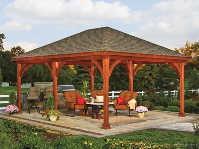 16' x 20' Traditional Pavilion | Classic Wood, Canyon Brown Finish, Classic Asphalt,