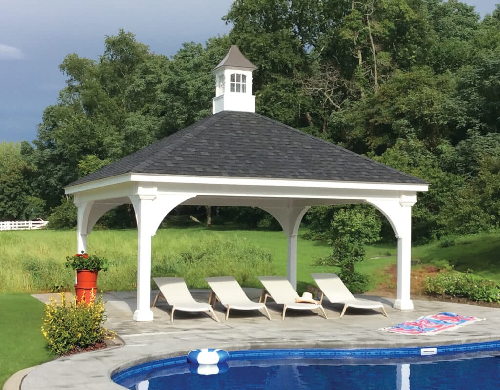 Large custom pavilion in the backyard