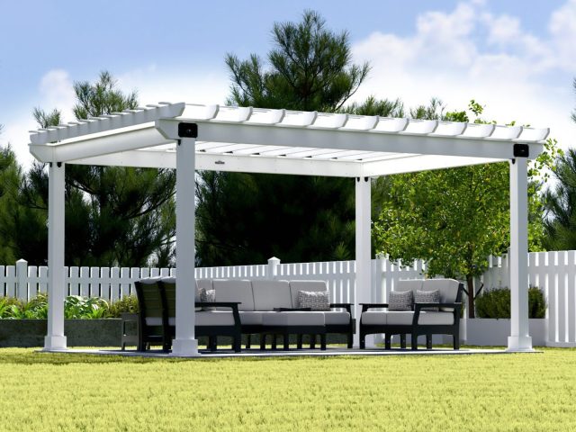 12' x 16' Hollander Pergola | All Weather White Vinyl, 6'' Higher Posts