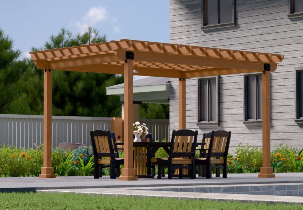 10' x 14' Hollander Wood Pergola w/ 6" Higher Posts