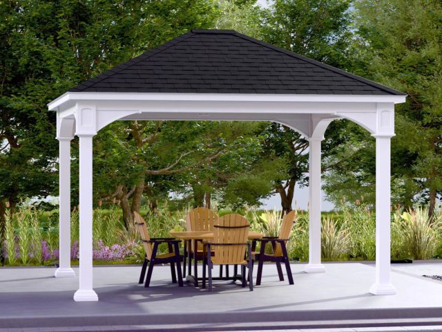 Traditional white vinyl pavilion 12x14