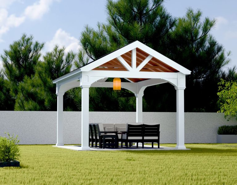 pergolas gazebos pavilions Vinyl A Frame 12x16 8x8 C
