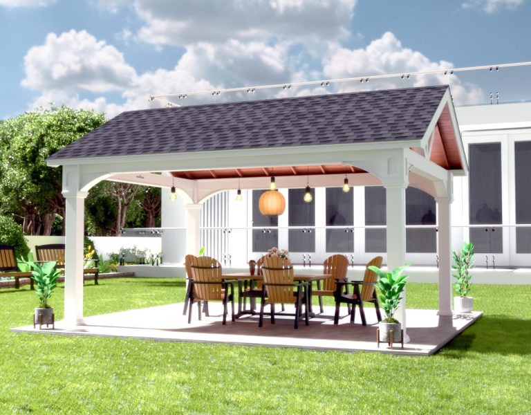 pergolas gazebos pavilions Vynl A Frame 14x18 8x8 A