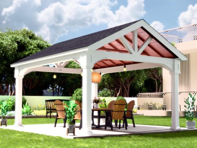 14' x 18' A-Frame Vinyl Pavilion w/ 8" x 8" Posts