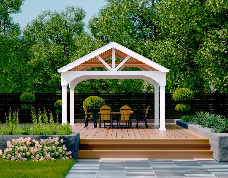pergolas gazebos pavilions Vynl A Frame 16x16 8x8 B