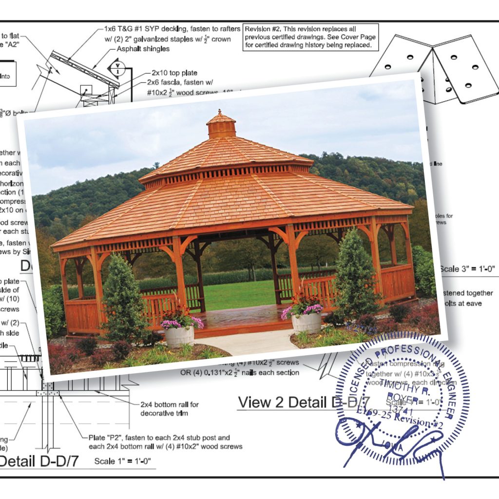 pergolas gazebos pavilions Sealed Engineer Drawings 1