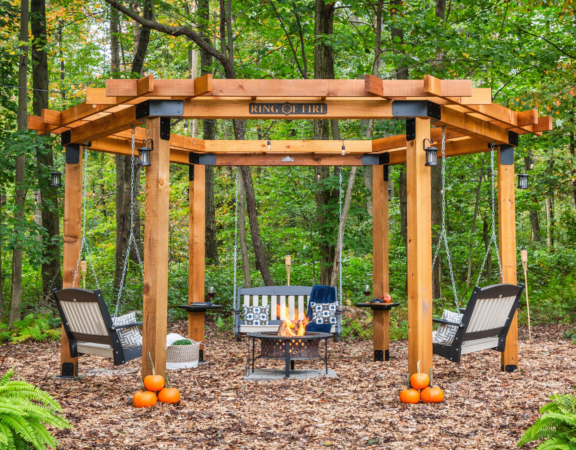 14' Ring of Fire Cedar Pergola | Shop Amish Outdoor Gazebos