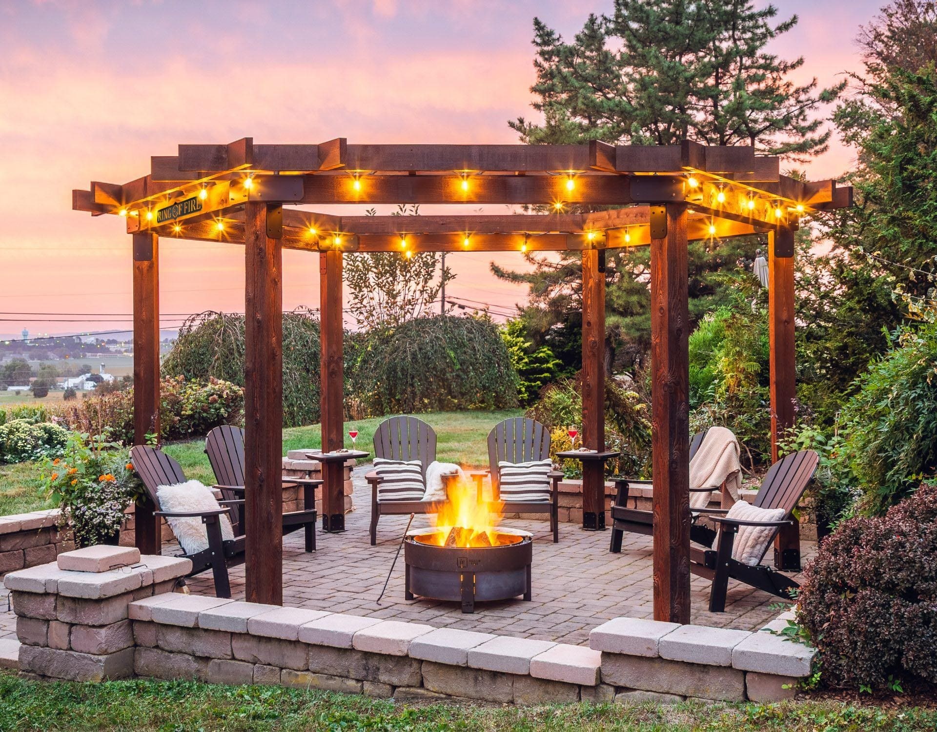 12' Ring of Fire Cedar Pergola | Shop Amish Outdoor Gazebos, Pergola ...